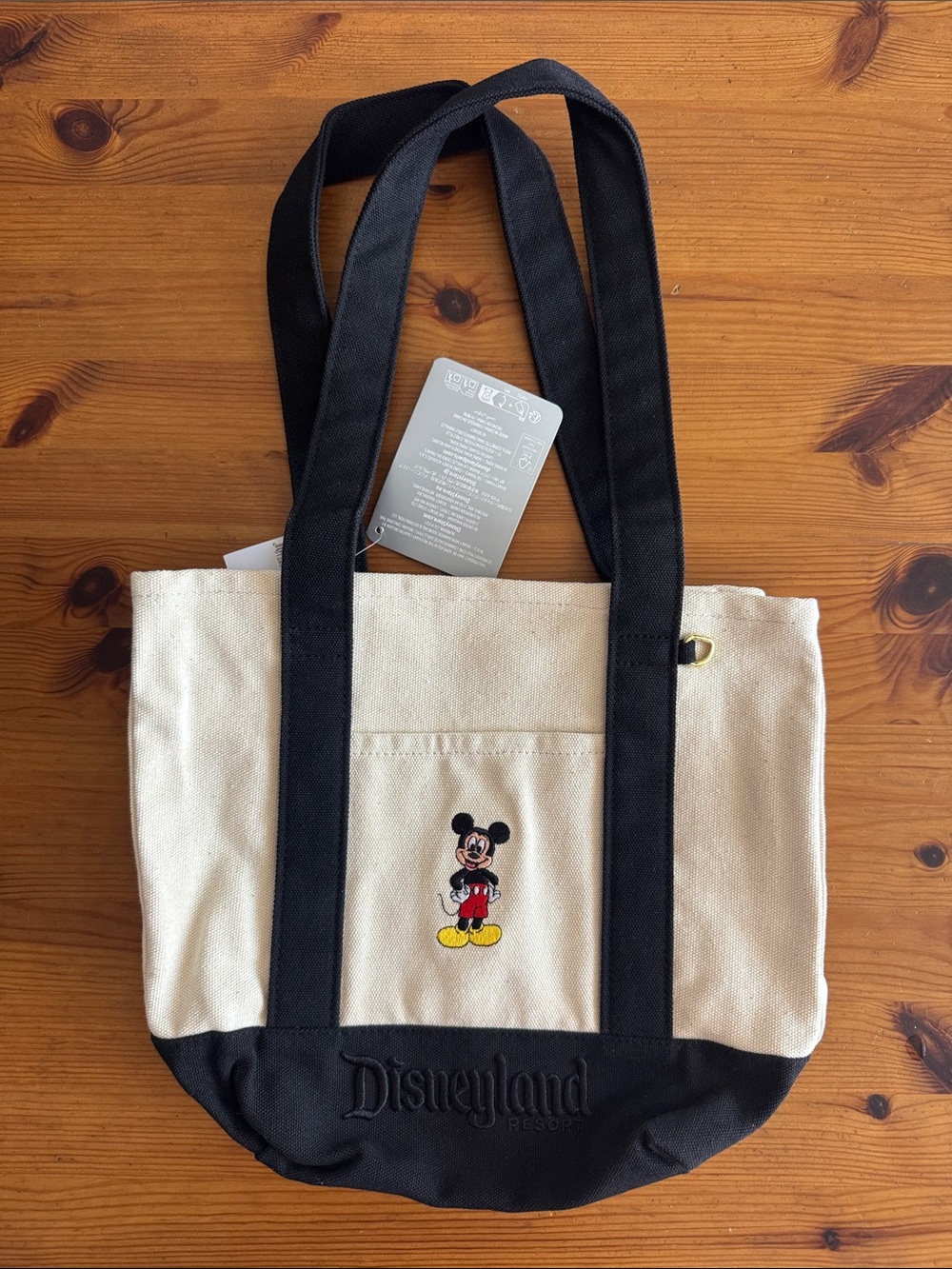 Disney Disneyland Resort Canvas Tote Bag with Mickey Mouse - Black & Cream